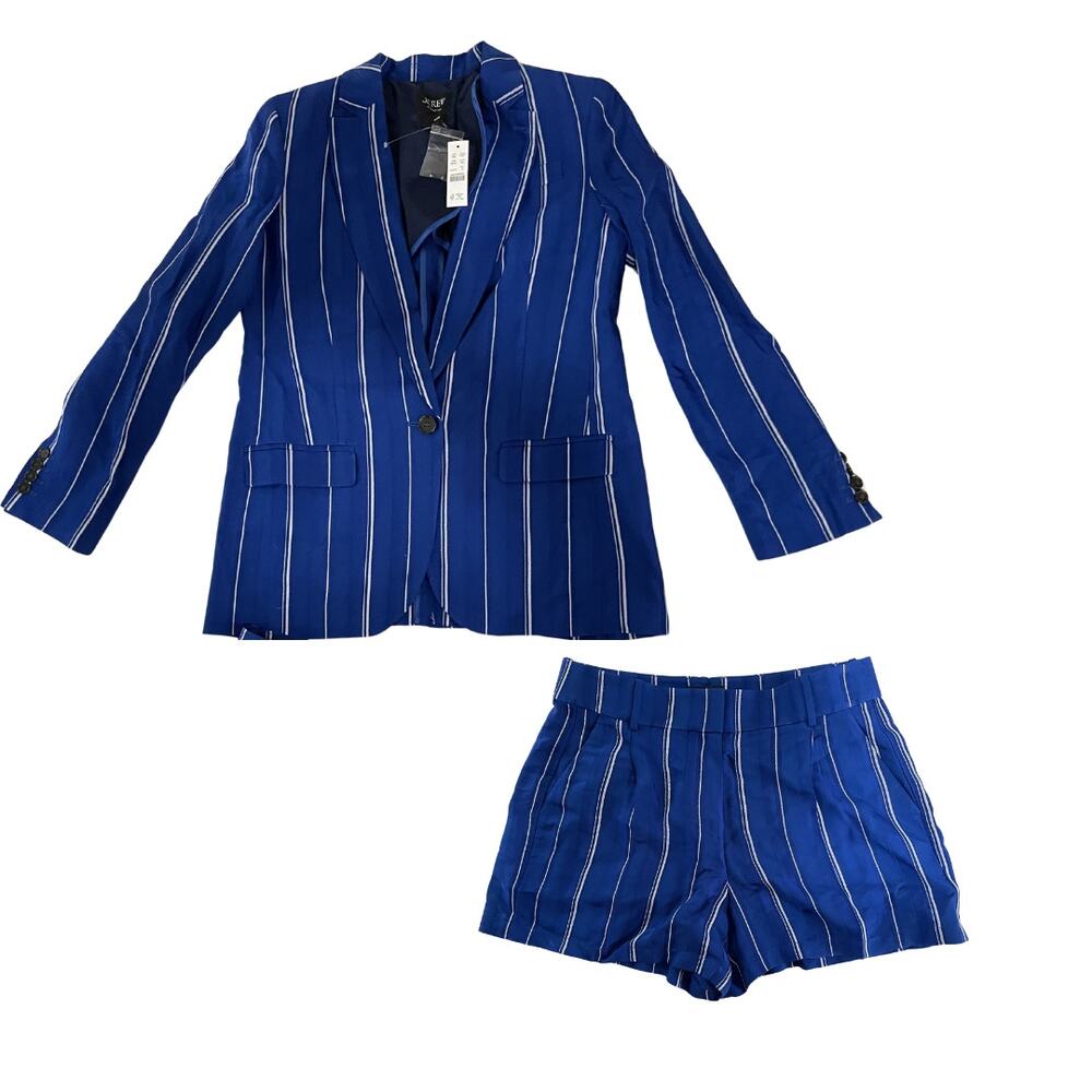 J.Crew Collection Blue Pinstripe Blazer Shorts Set Jacket Sz 4 Shorts Sz 8 NWT